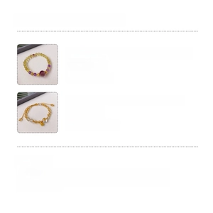Detailed size specifications for purple and yellow crystal bead bracelets for women