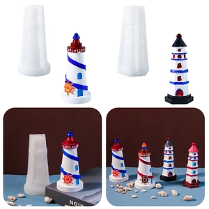 Detailed lighthouse silicone mold for DIY Mediterranean nautical home decor crafts