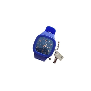 Blue square digital sports watch for girls with silicone strap and metallic bracelet set