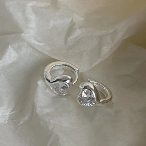 Elegant S925 sterling silver hoop earrings featuring sparkling heart-shaped zircon stones