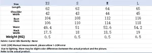 Detailed size chart for the luxury fuzzy vest including length, shoulder, and bust measurements