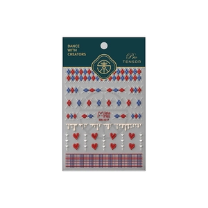 5D embossed nail art stickers with red heart and diamond patterns on green packaging