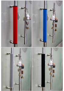 Protective fabric handle covers for fridge and microwave in red, blue, grey, and black