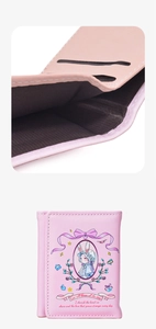 Pink rabbit illustration wallet showing internal multi-card slots and compact folded design
