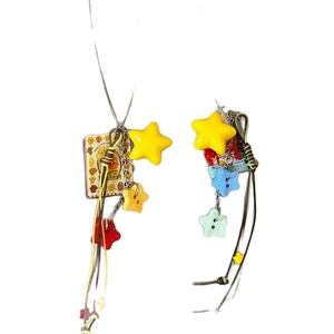 Cartoon acrylic star pendant necklace with Anpanman charm for a playful holiday style