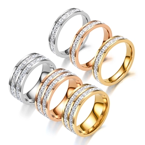 Elegant Stainless Steel Zirconia Eternity Ring For Women Men Full Row Sparkling Clear Stone Band Jewelry Gift Party Fashion Ring