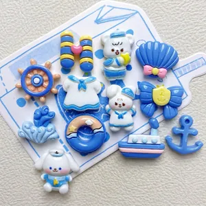 Nautical themed ocean sailor resin charms set with cute bears and anchors for DIY crafts