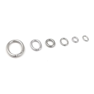 Set of six oval stainless steel open jump rings for DIY jewelry making in various sizes