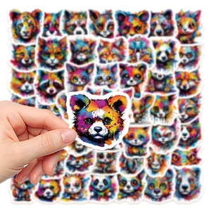 50pcs colorful watercolor animal stickers for DIY luggage and laptop decoration