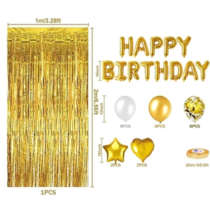 Dettaglio del set di palloncini oro rosa con tabella delle dimensioni e quantità incluse