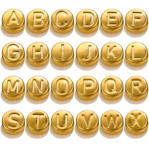 Stainless Steel Round Alphabet Beads Letters Gold And Silver Plated For DIY Jewelry Making Bracelet Necklace