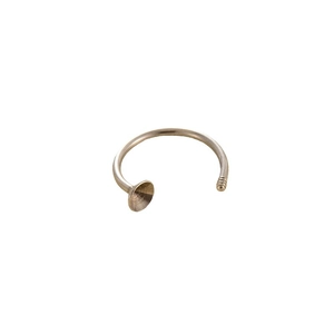 Silver horseshoe circular barbell earring with flat disc and textured ball ends