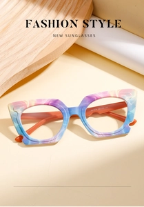 Macro detail of cat-eye eyewear showing marble texture and BL-914 temple parameters