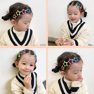 Colorful star and teardrop hair clips set for little girls, multi-color variety pack