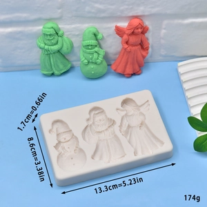 Christmas snowman santa and angel silicone mold for DIY candles and soap making