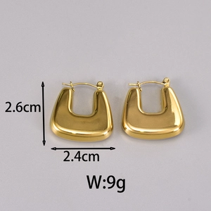Boucles d'oreilles polies en forme de U plaquées or 18 carats de 2,6cm x 2,4cm