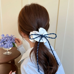 Handmade Fabric Bow Drawcord Scrunchies And Eyeglass Shape Hair Clips Sweet Plaid Styling Accessories For Women Girls