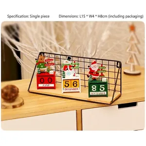 Handcrafted Christmas wooden block calendar with reindeer, snowman and Santa figures