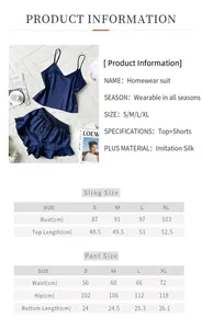 Guide des tailles détaillé pour ensemble de pyjama en soie d'imitation pour femmes