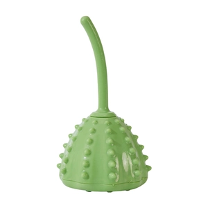 Light green tumbler pet feeder toy for dental cleaning and interactive slow feeding for dogs