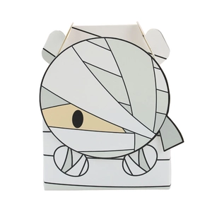 Cartoon mummy Halloween candy box made of white paperboard for gift packaging