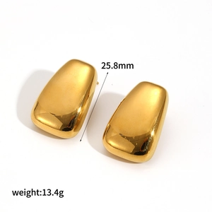 Minimalist 18k gold plated geometric trapezoid stainless steel earrings for women