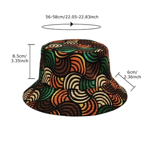 Retro wave pattern bucket hat with reversible design and multi-color abstract sun protection