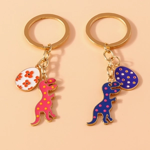 Cartoon Dinosaur Egg Keychain Cute Metal Enamel Animal Pendant Bag Charm Jewelry Gift Novelty Accessories For Kids