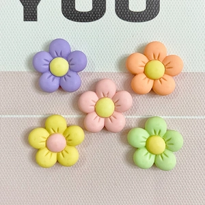Frosted matte resin flower charms in five pastel colors for DIY phone cases and craft