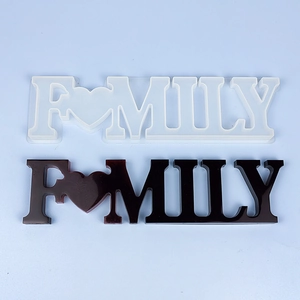 Family letter silicone mold for resin craft with heart-shaped A and glossy finish sample
