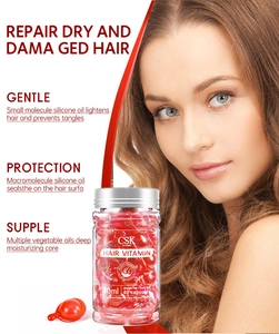 Detail view of 40ml hair vitamin capsules for repairing dry and damaged hair in packaging