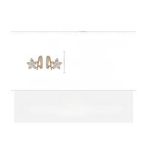 Detail of cubic zirconia daisy earrings with copper base and silver pins