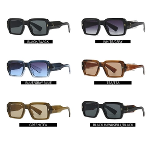 Detailed grid view of modern retro square sunglasses in six assorted color variations