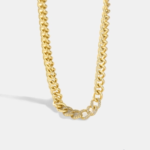 Hip Hop 18K Gold Plated Copper Cuban Link Necklace For Women Micro Pave Zirconia Iced Out Chunky Chain Jewelry Accessory