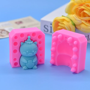 3D bear silicone mold for DIY cake baking and crafts with cute pig resin figure