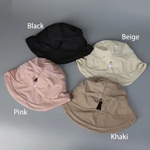 Waterproof nylon sun hats in four colors with ponytail hole and wide brim design