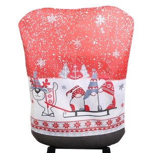 Housse de chaise de Noël avec motifs de gnome et renne sur fond rouge et blanc