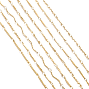 Various 18K gold plated stainless steel S-chains and bar links for jewelry making