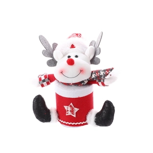 Christmas reindeer plush gift jar in red and white knit for candy and holiday storage