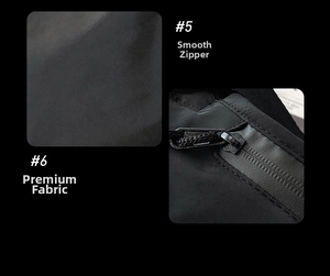 Detail view of smooth metal zipper and premium high-density nylon fabric texture on bag