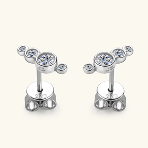 Elegant S925 sterling silver pea-shaped moissanite stud earrings for women with D0.16CT stones