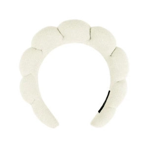 Chic ivory white sponge headband with thick cloud wave design for hair styling