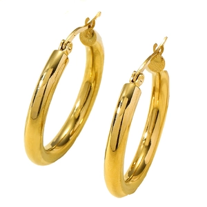 Polierte goldene Titanstahl-Creolen für Damen mit minimalistischem Runddesign