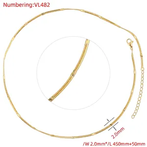 Detail of 2.0mm gold water wave chain necklace with 450mm length and lobster clasp