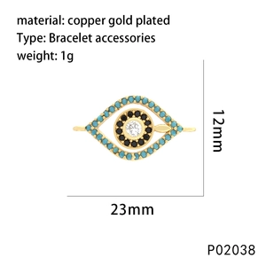 Detailed view of evil eye shell pendant with turquoise stones and gold plating