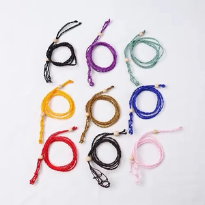 Adjustable hand-woven cord necklace net holders in nine colors for crystal pendants