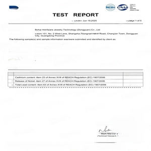 Quality report showing pass results for 316 stainless steel cross chain earrings