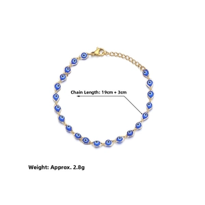 Vue détaillée du bracelet œil protecteur doré avec longueur 19cm+3cm et poids 2,8g