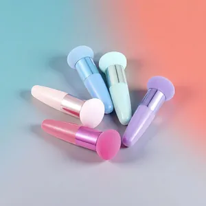 Five-color mushroom head makeup sponge set with metallic handles and soft foam tips