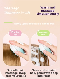 Scalp massager brush in mint green used on dry hair and wet soapy hair for deep cleaning